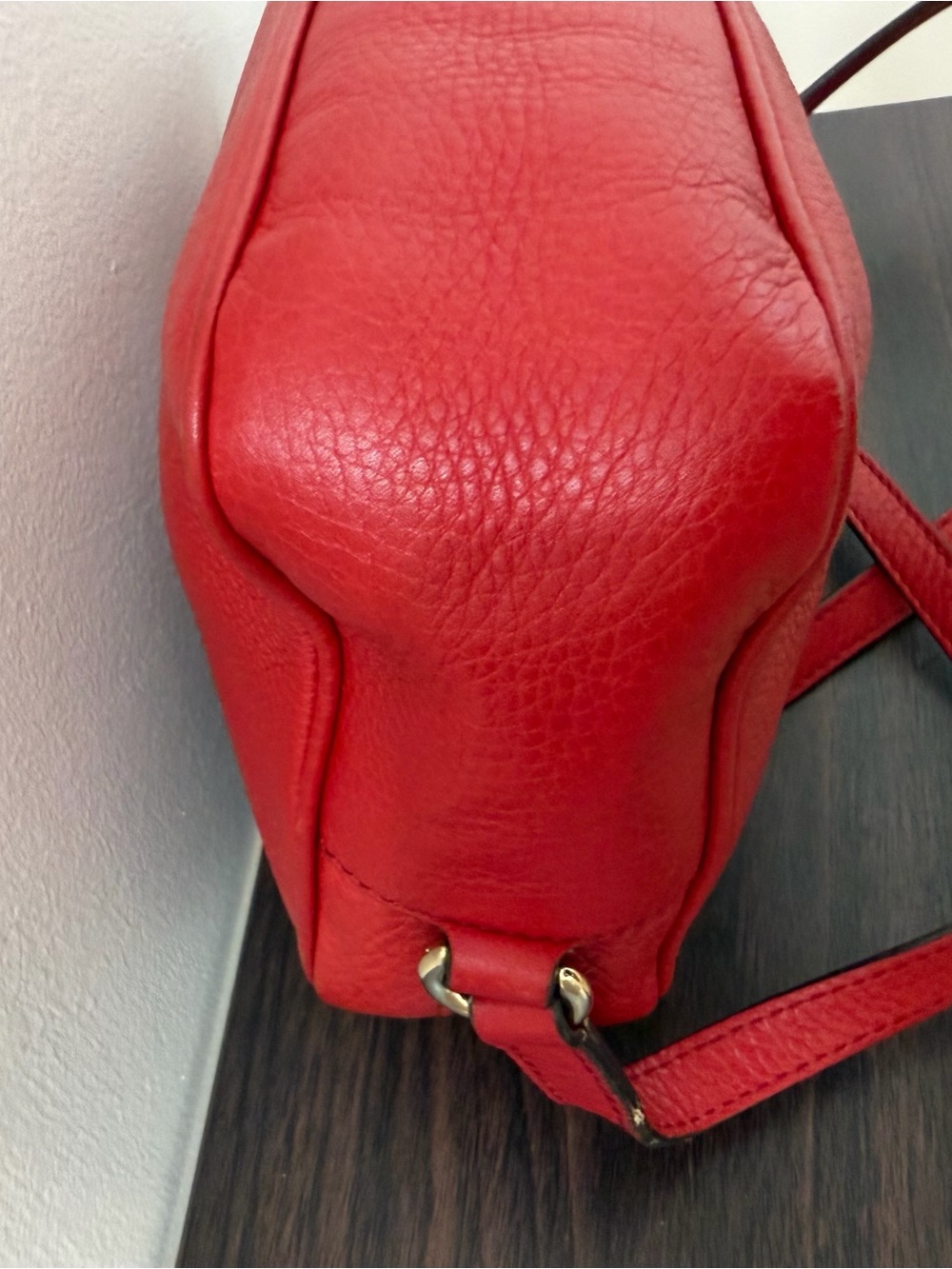 Gucci Soho Disco Red Leather Crossbody Bag GG Logo Tassel Camera Bag Authentic - Picture 13 of 13